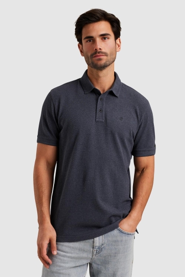 Cast Iron short sleeve polo popcorn jersey m Blauw