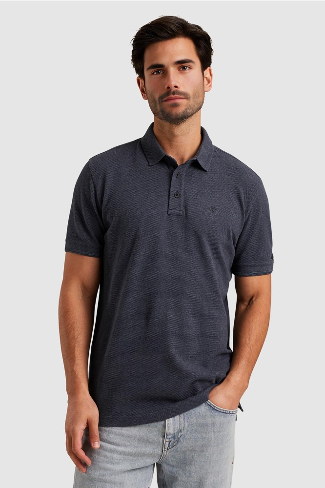 Cast Iron blauwe heren polo | Model vooraanzicht