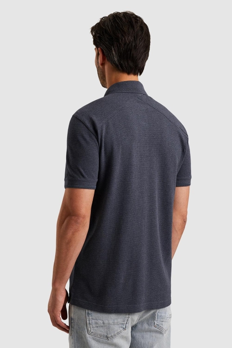 Cast Iron blauwe heren polo | Model achteraanzicht