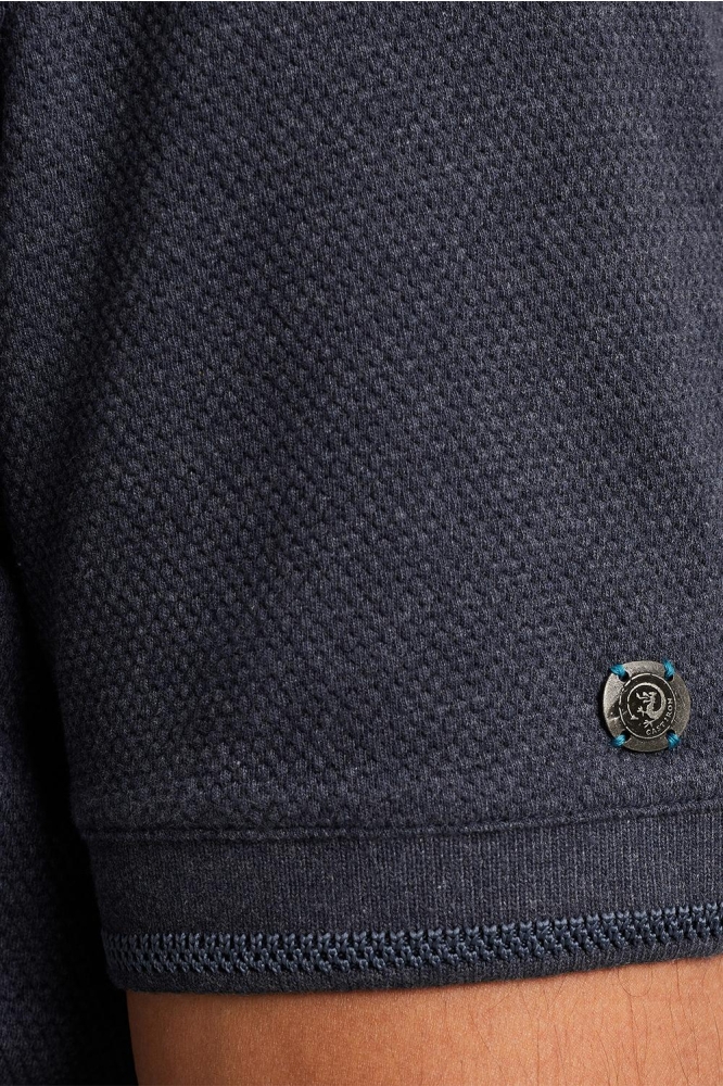Cast Iron blauwe heren polo | Close up