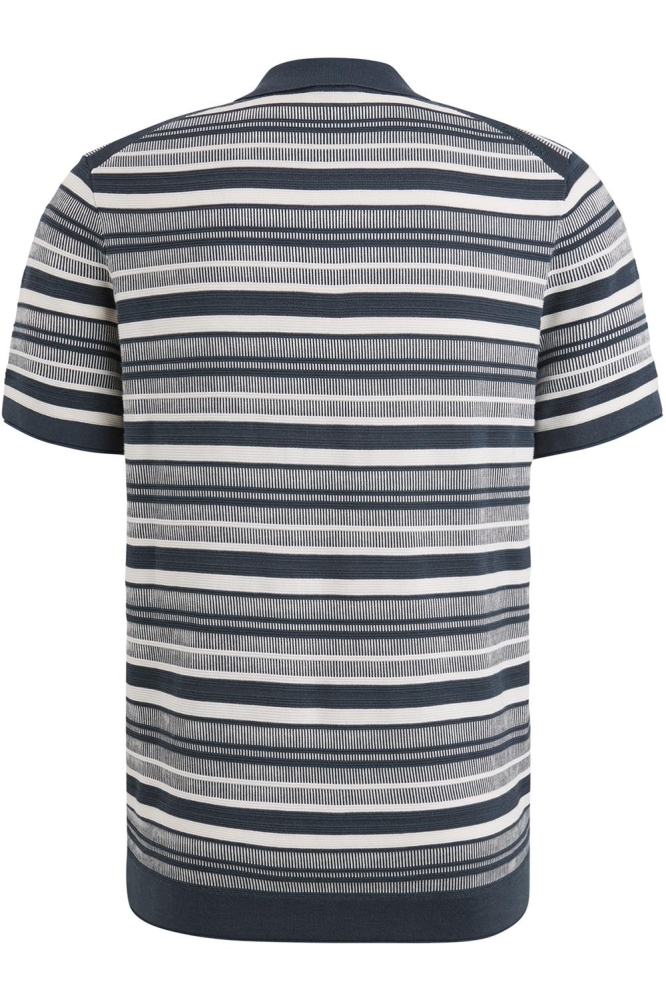 Cast Iron blauwe heren polo | Achteraanzicht