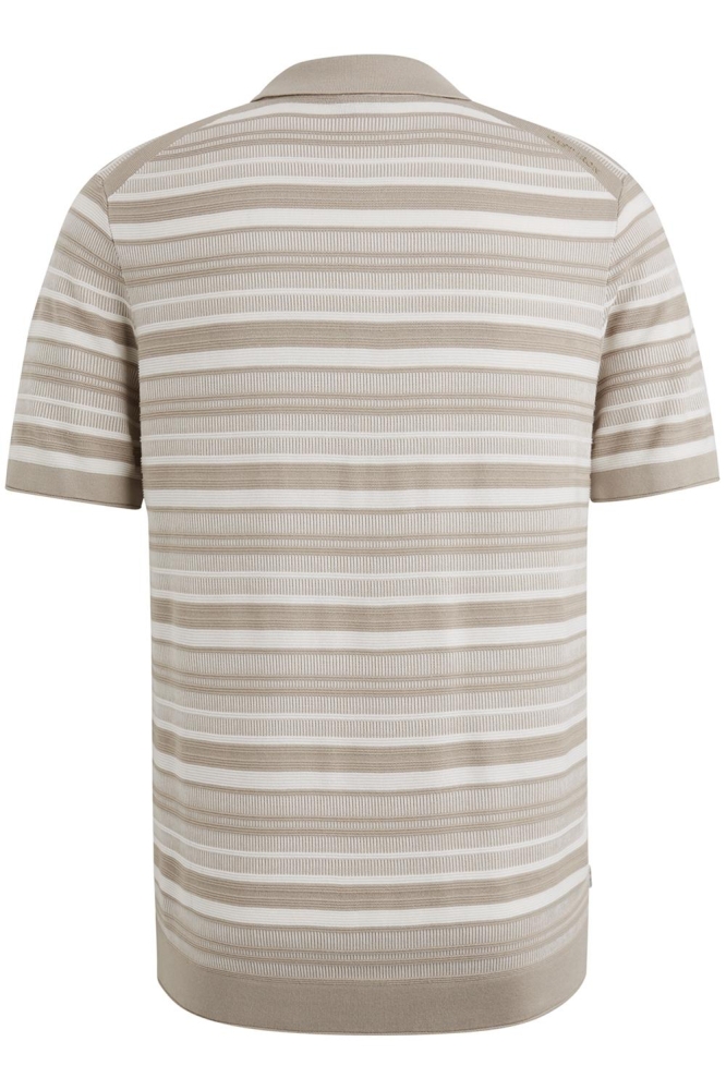 Cast Iron beige heren polo | Achteraanzicht