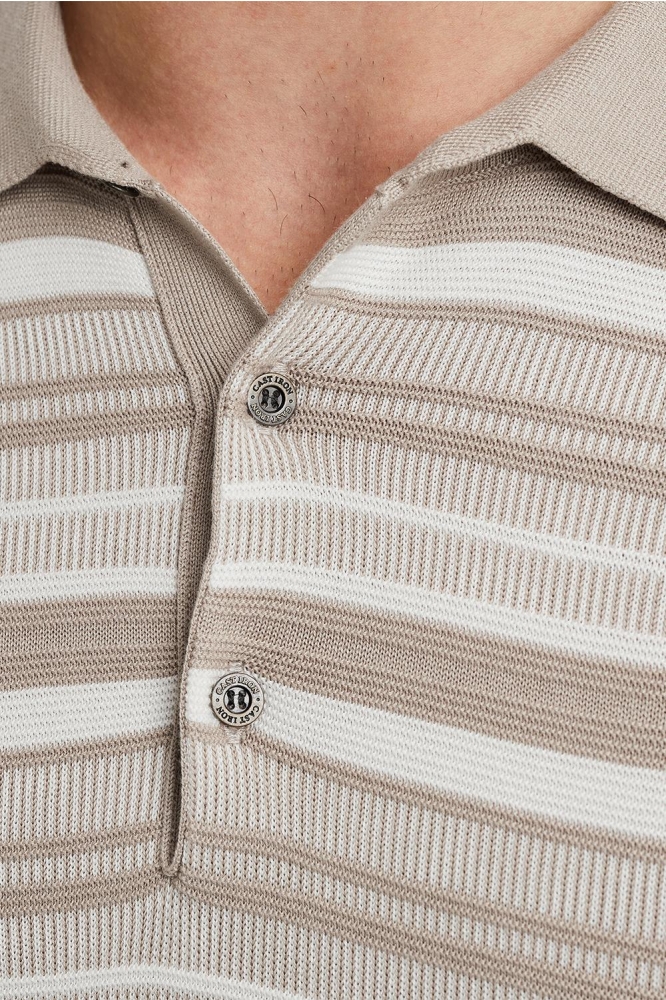 Cast Iron beige heren polo | Kleurstaal