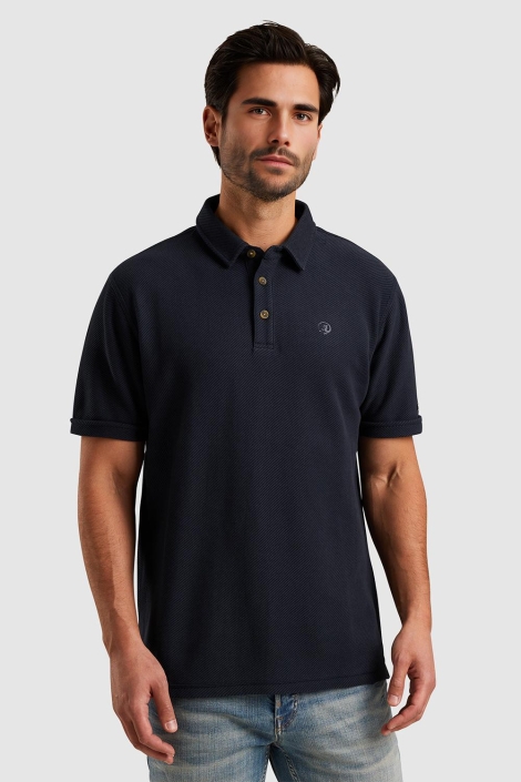 Cast Iron blauwe heren polo | Model vooraanzicht