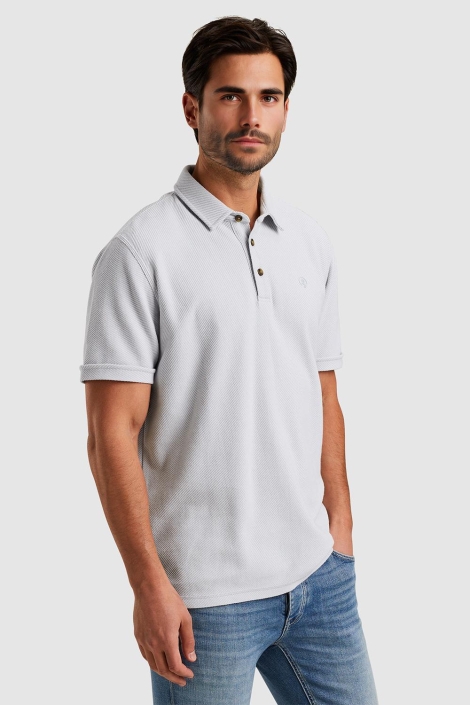 Cast Iron witte heren polo | Model zijaanzicht