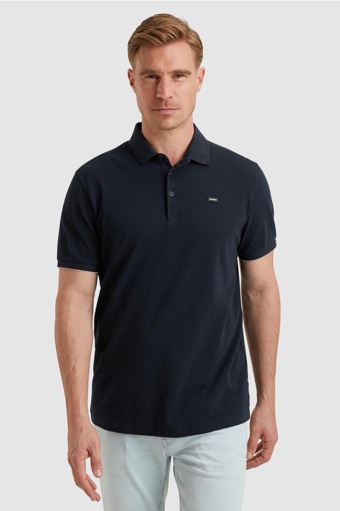 Vanguard blauwe heren polo | Model vooraanzicht