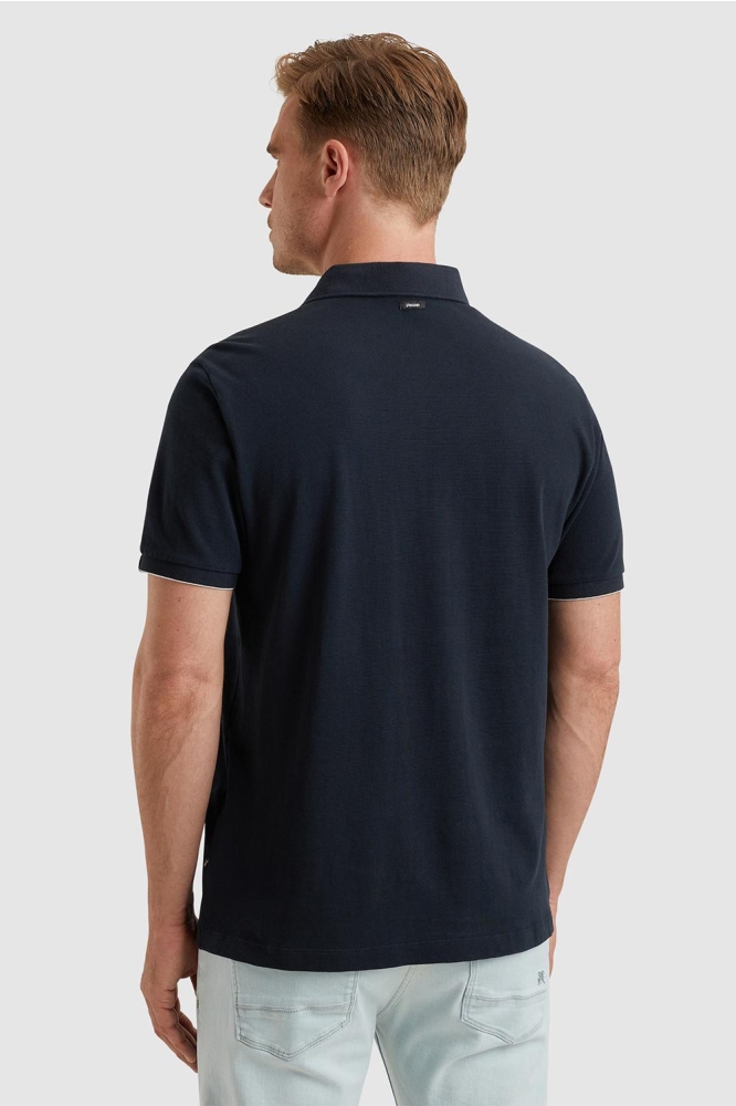 Vanguard blauwe heren polo | Model achteraanzicht