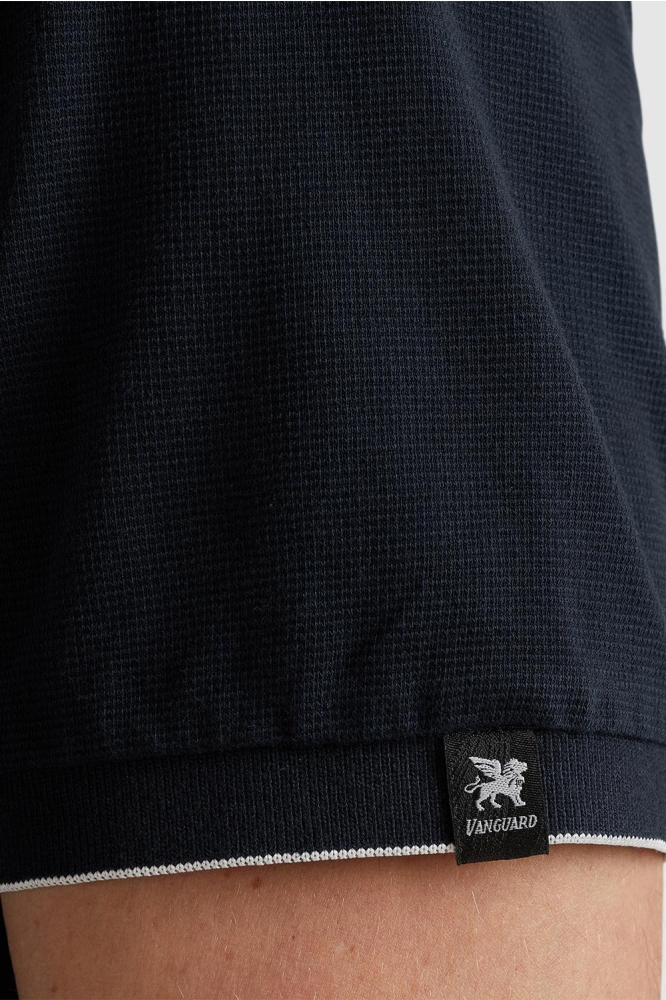 Vanguard blauwe heren polo | Close up