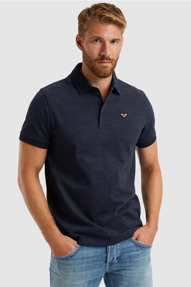 PME legend blauwe heren polo | Model vooraanzicht