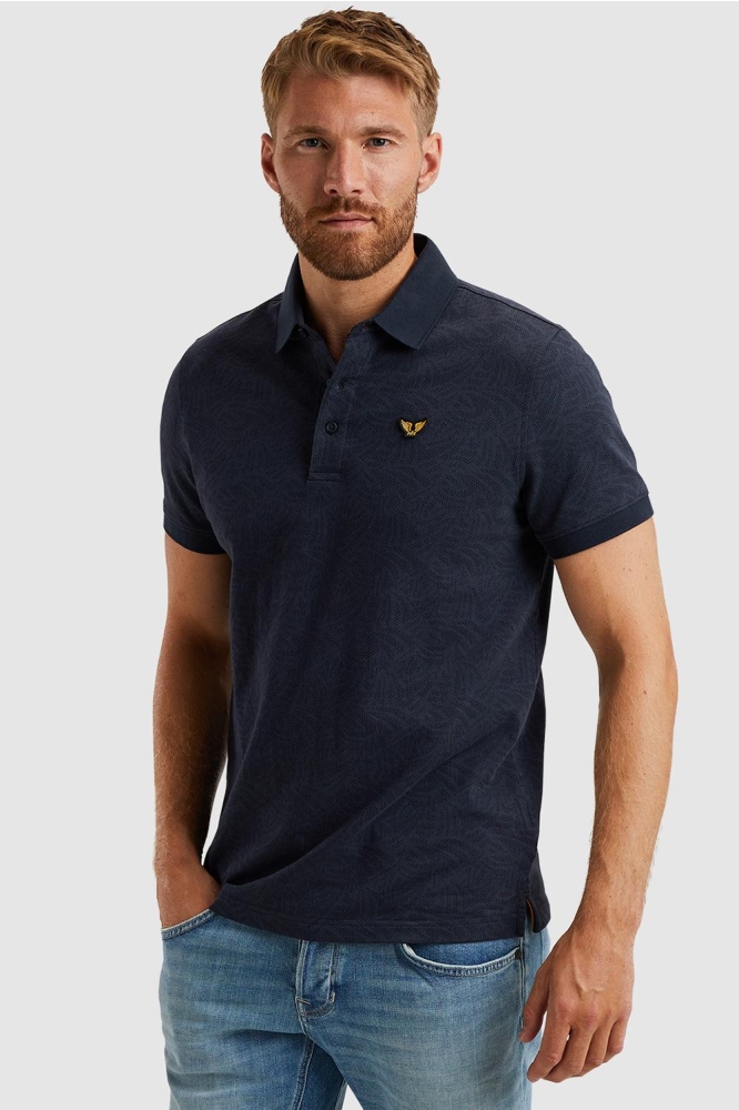 PME legend blauwe heren polo | Model zijaanzicht
