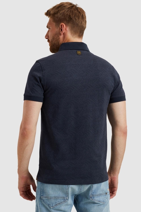 PME legend blauwe heren polo | Model achteraanzicht