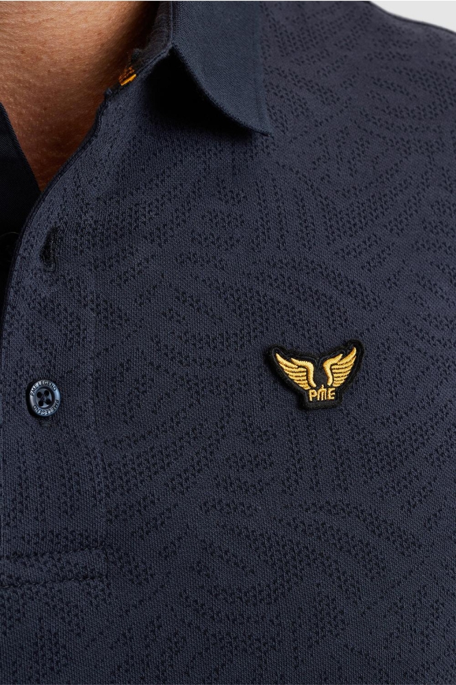 PME legend blauwe heren polo | Close up