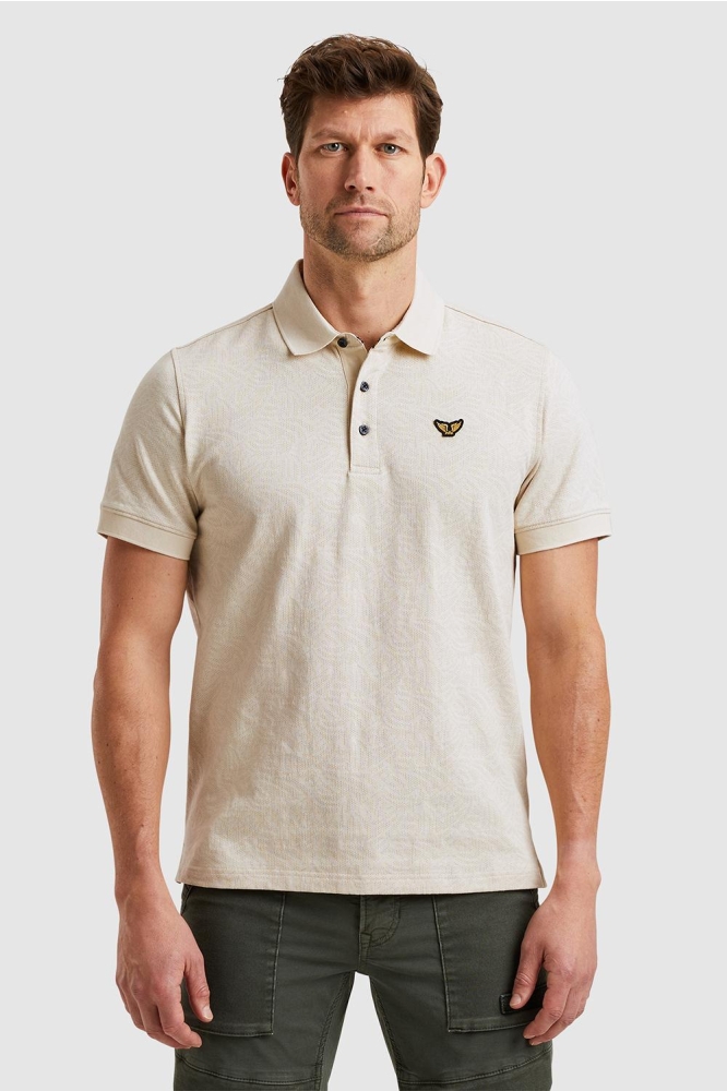 PME legend beige heren polo | Model vooraanzicht