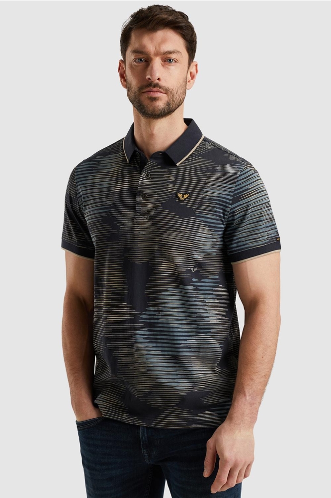 PME legend blauwe heren polo | Model vooraanzicht