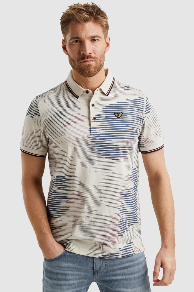 PME legend beige heren polo | Model vooraanzicht