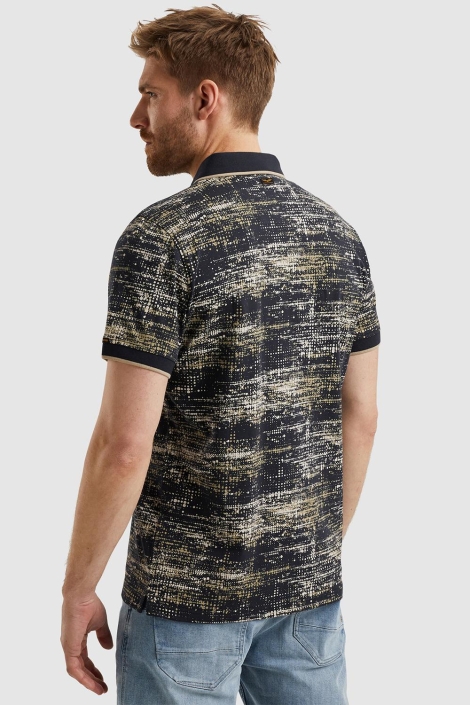 PME legend blauwe heren polo | Model achteraanzicht