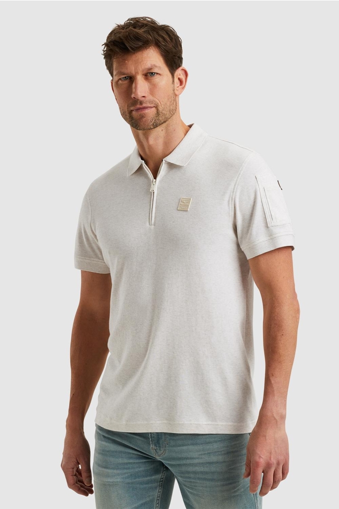 PME legend beige heren polo | Model zijaanzicht