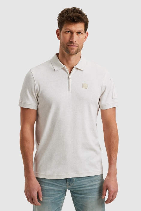 PME legend beige heren polo | Model vooraanzicht