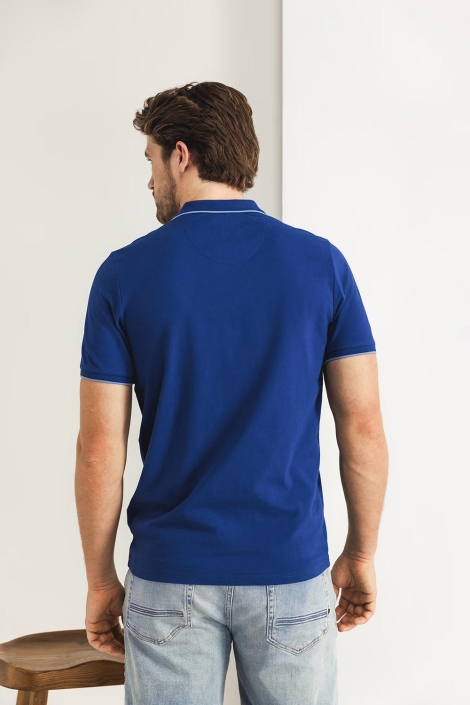 State of Art blauwe heren polo | Model achteraanzicht