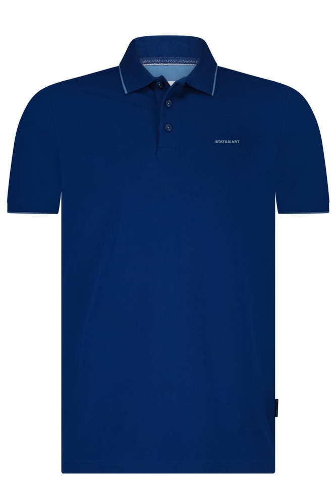 State of Art blauwe heren polo | Vooraanzicht
