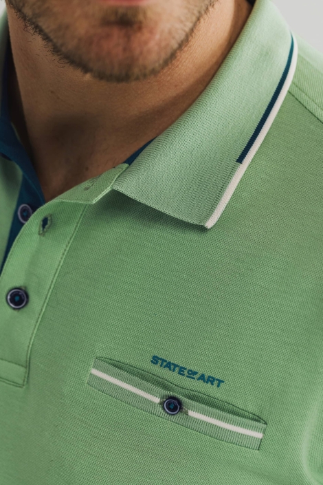 State of Art groene heren polo | Close up