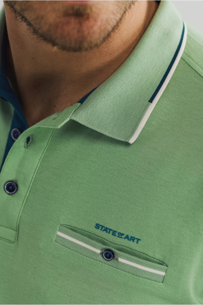 State of Art groene heren polo | Close up