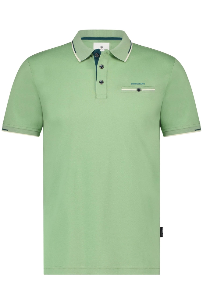 State of Art groene heren polo | Vooraanzicht