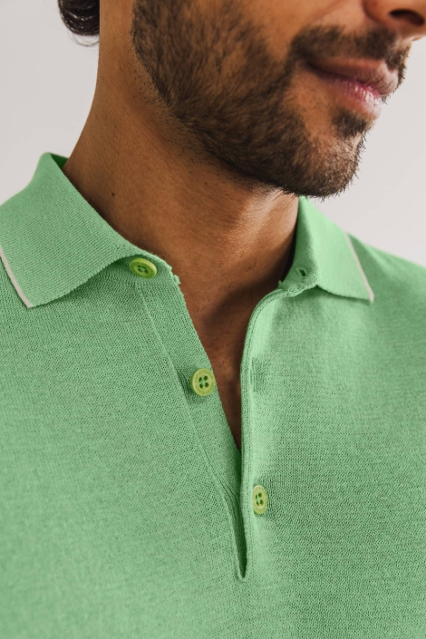 State of Art groene heren polo | Close up