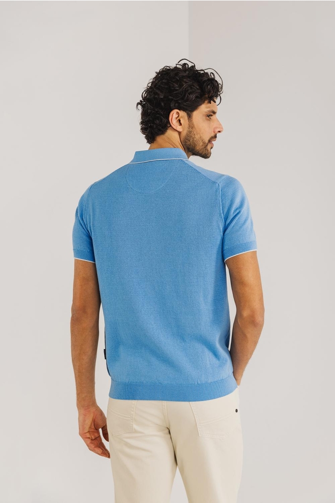 State of Art blauwe heren polo | Model achteraanzicht