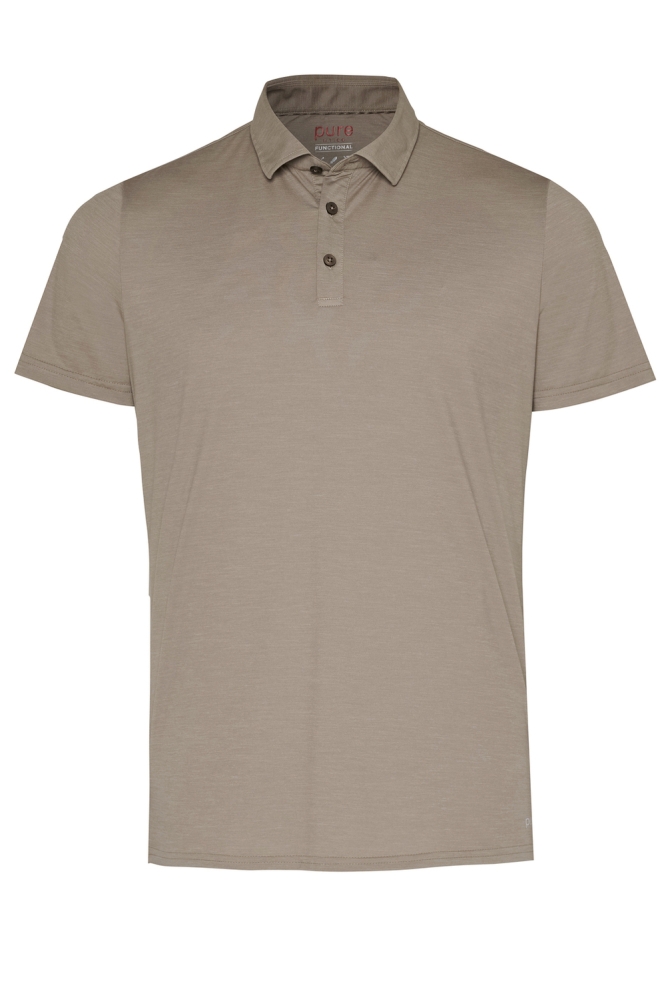 Pure H. Tico taupe heren polo | Vooraanzicht