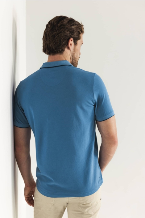 State of Art blauwe heren polo | Model achteraanzicht