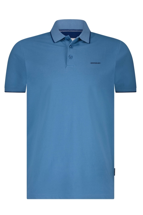 State of Art blauwe heren polo | Vooraanzicht