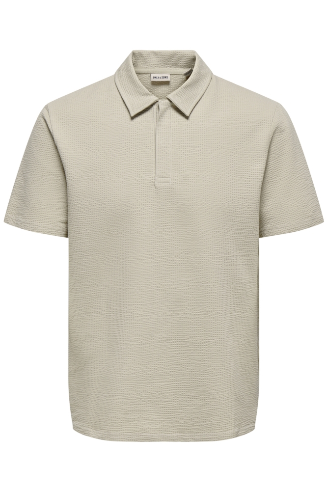 Only & Sons beige heren polo | Vooraanzicht