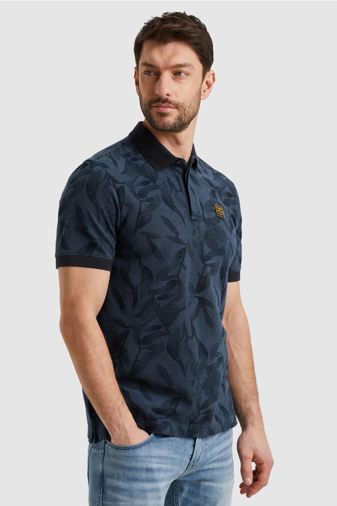 PME legend blauwe heren polo | Model zijaanzicht