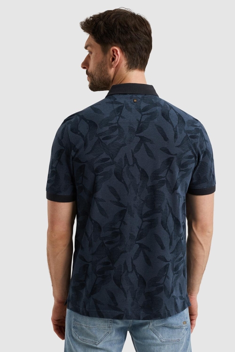 PME legend blauwe heren polo | Model achteraanzicht