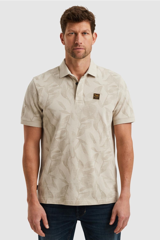 PME legend beige heren polo | Model vooraanzicht
