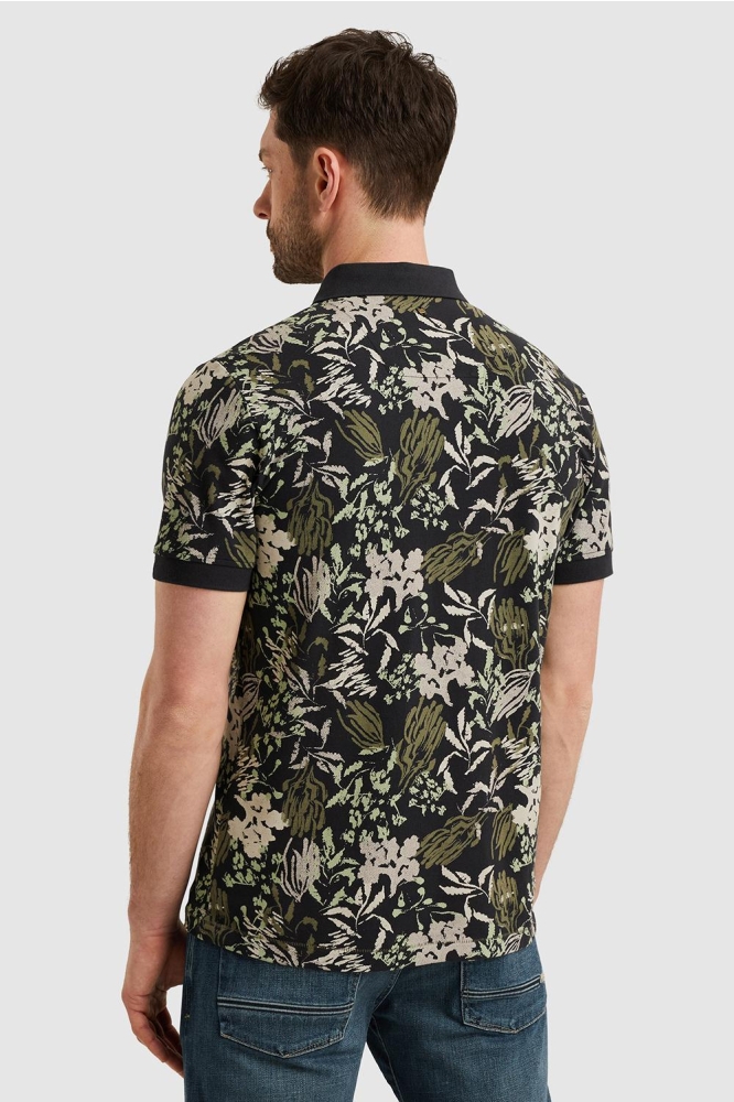 PME legend blauwe heren polo | Model achteraanzicht