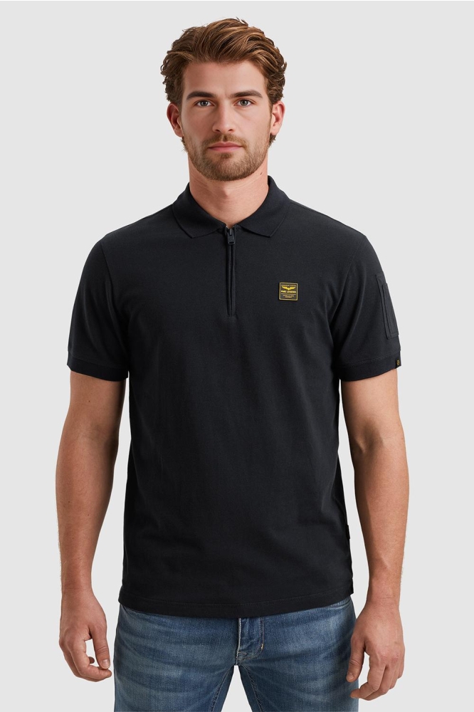 PME legend blauwe heren polo | Model vooraanzicht