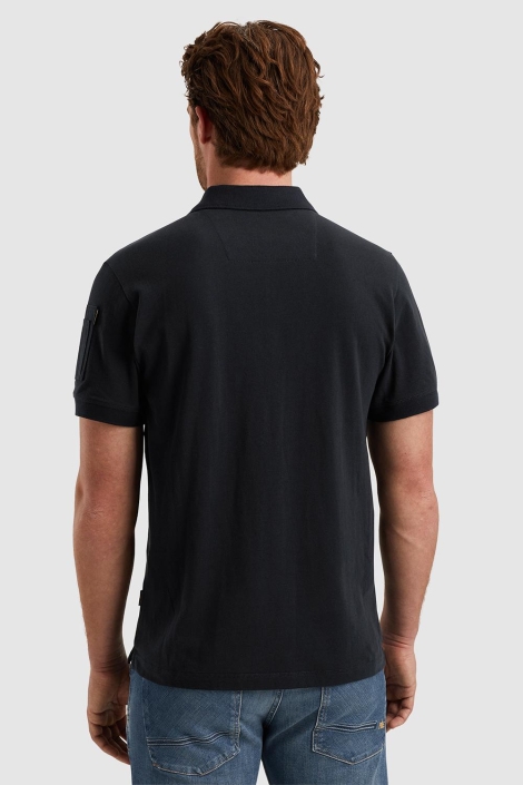 PME legend blauwe heren polo | Model achteraanzicht