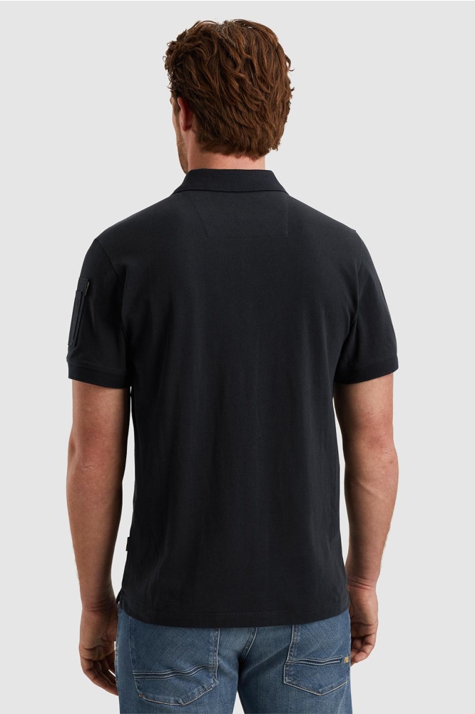 PME legend blauwe heren polo | Model achteraanzicht