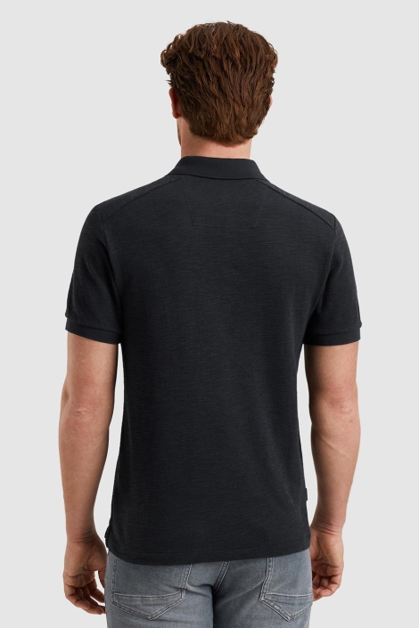 PME legend blauwe heren polo | Model achteraanzicht