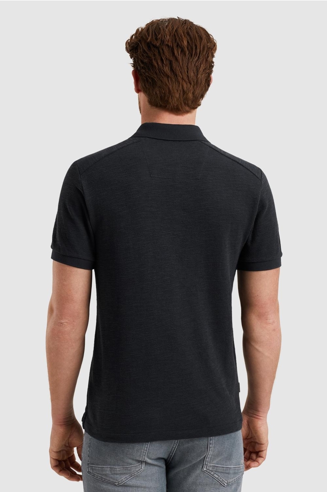 PME legend blauwe heren polo | Model achteraanzicht