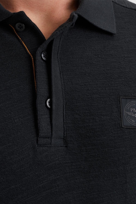 PME legend blauwe heren polo | Close up