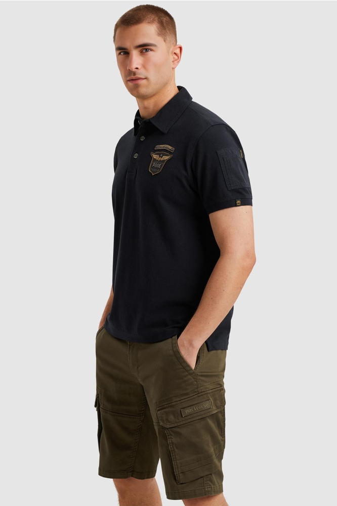 PME legend blauwe heren polo | Model zijaanzicht
