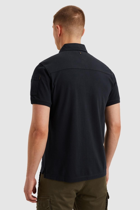 PME legend blauwe heren polo | Model achteraanzicht