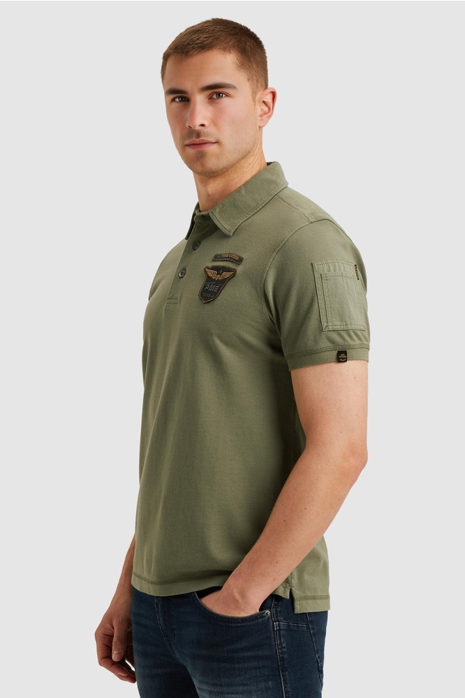 PME legend groene heren polo | Model zijaanzicht