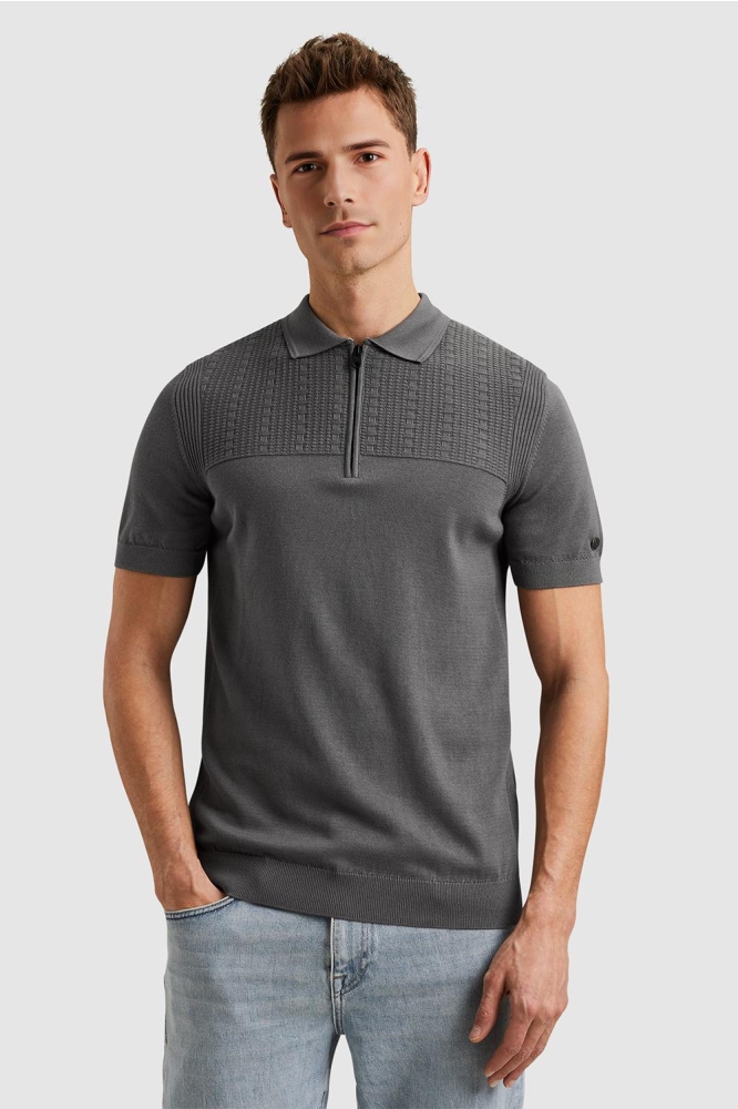 Cast Iron grijze heren polo | Model vooraanzicht
