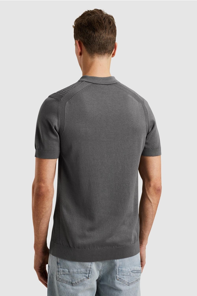 Cast Iron grijze heren polo | Model achteraanzicht