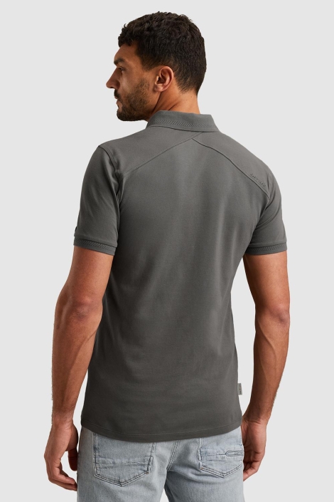 Cast Iron grijze heren polo | Model achteraanzicht