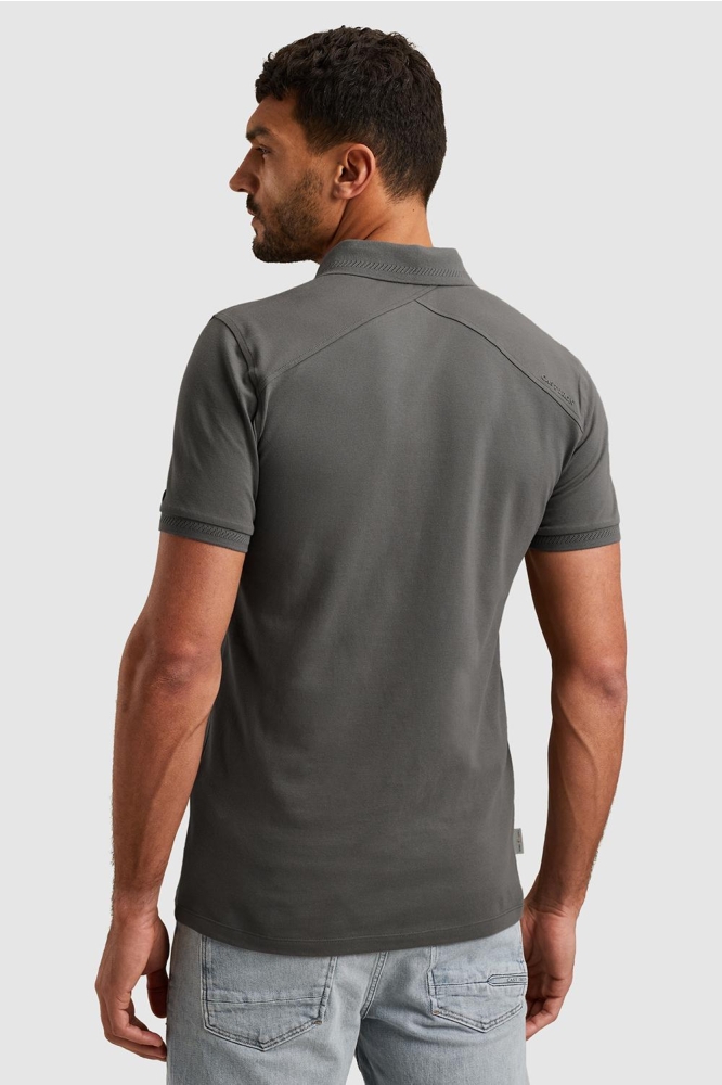 Cast Iron grijze heren polo | Model achteraanzicht